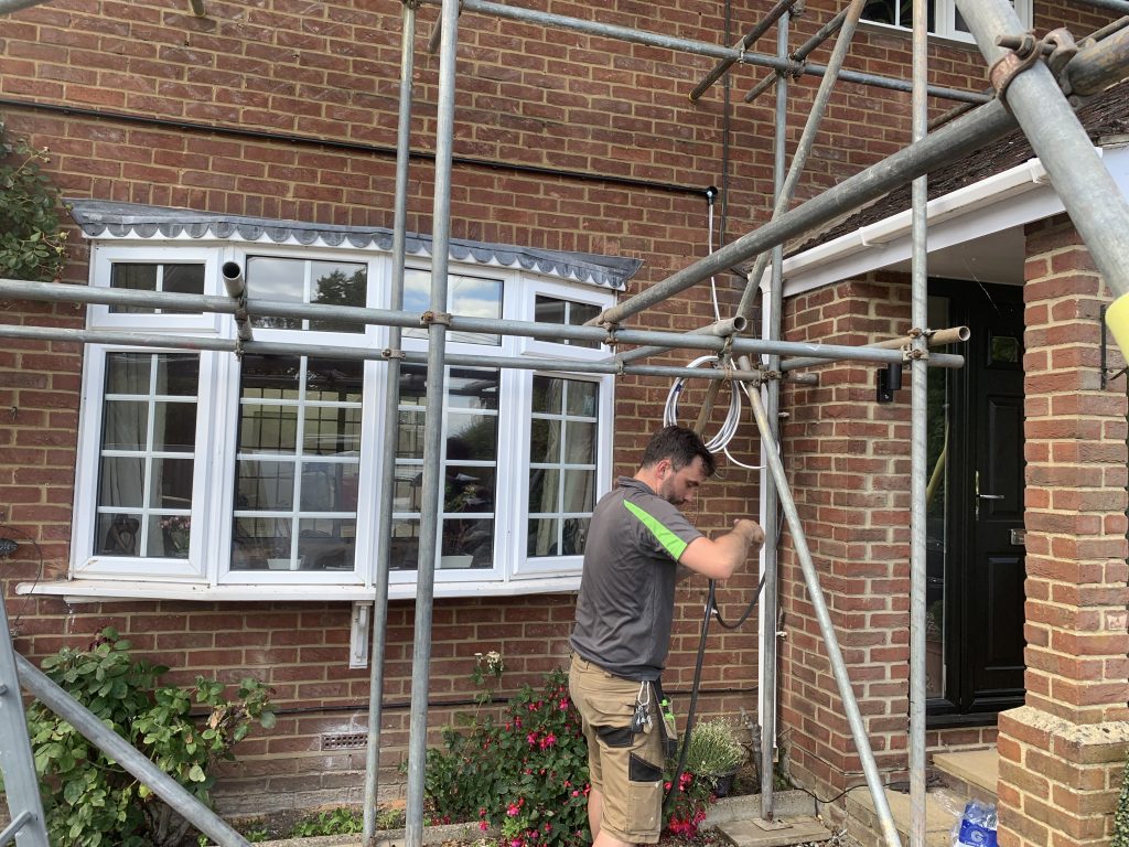 scaffold setup for solar installation