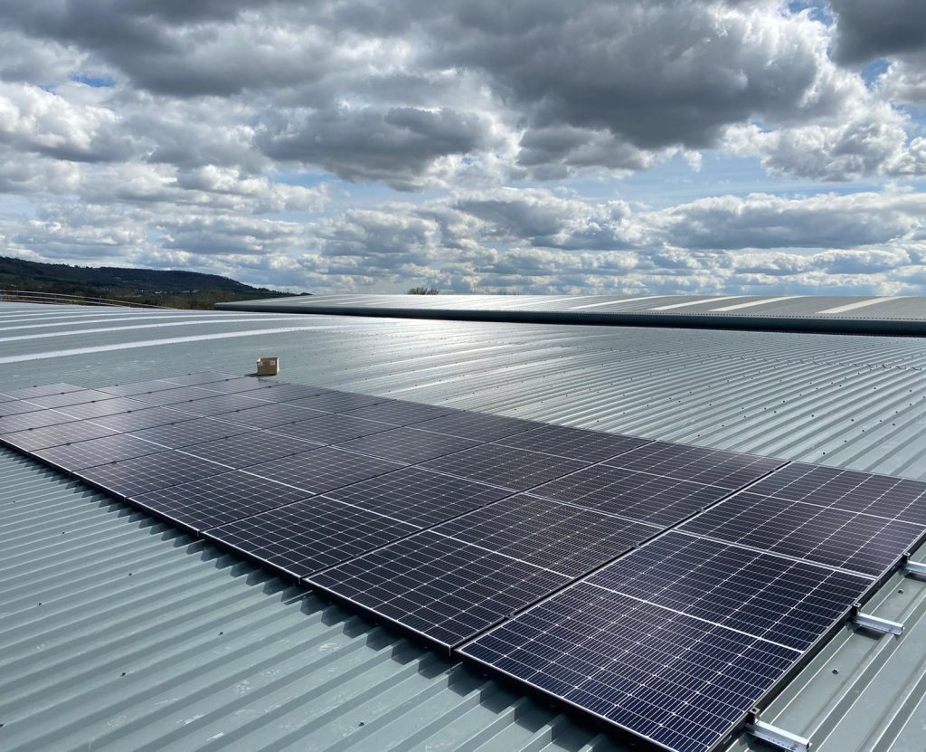 solar panel installation on commercial building